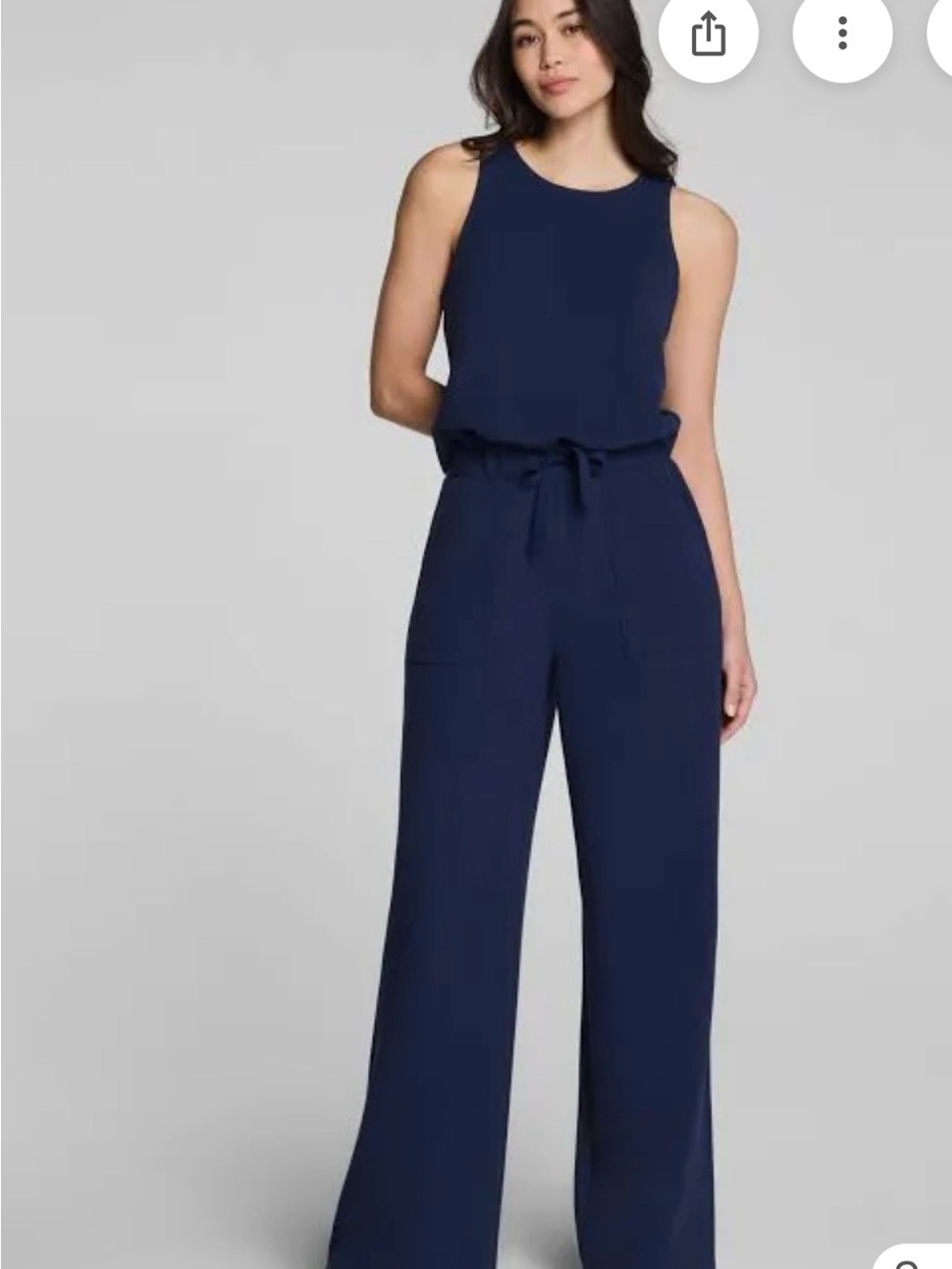 SPANX Navy Sleeveless Wide-Leg Jumpsuit with Tie Waist
